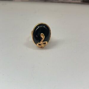 Elegant Black and Gold Snake Ring